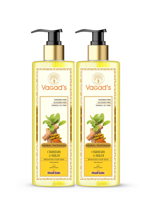 Vagads Set Of 2 Khadi Herbal Chandan Haldi Face Wash - 200 ml Each