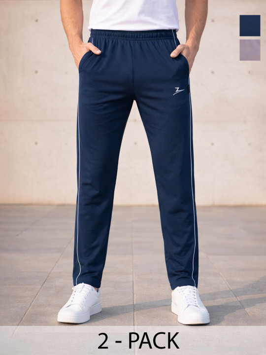 ZEFFIT Men Pack of 2 Regular Fit Brand Logo Training Track Pants