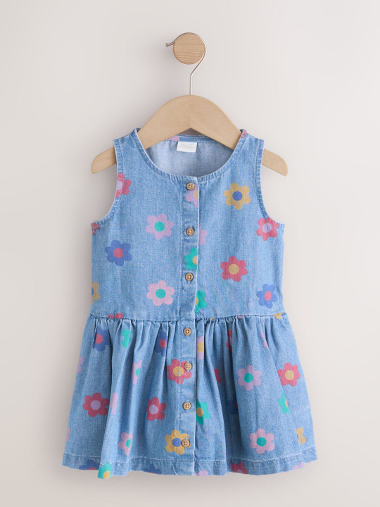 NEXT Floral Print Pure Cotton Fit & Flare Dress