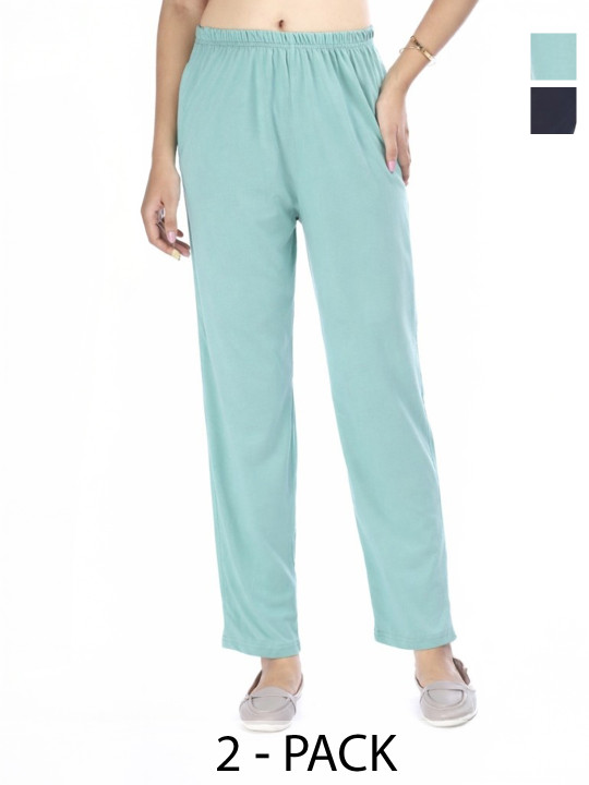 E-MAX Pack Of 2 Cotton Straight-Leg Lounge Pants
