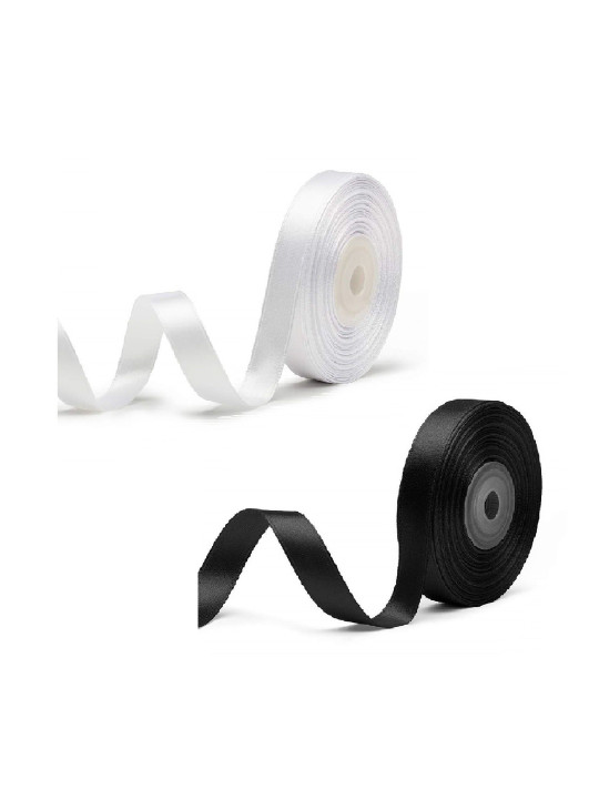 Adhvik 2Pcs White & Black Party Decor Ribbons