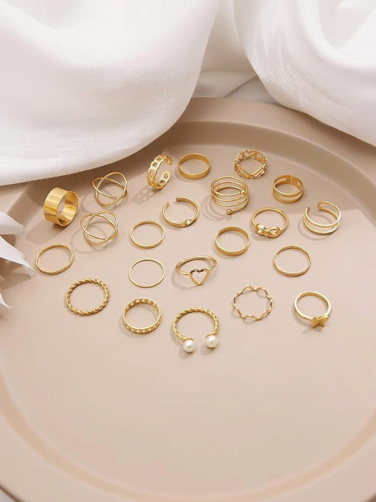 Zaphariq Set of 22 Gold-Plated Adjustable Finger Ring