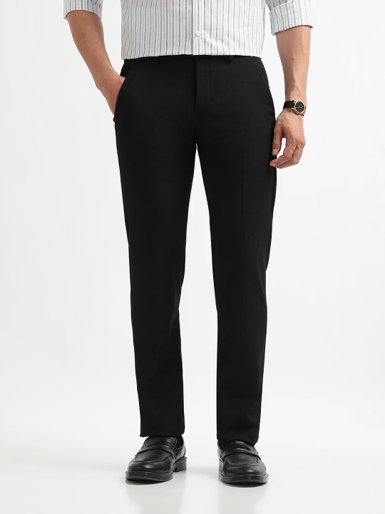 Arrow Men Hudson Tailored Fit Textured Formal Trousers