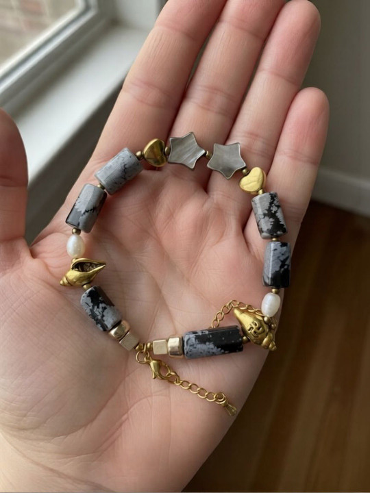 Love Rocks Unisex Bali Snowflake Obsidian Bracelet