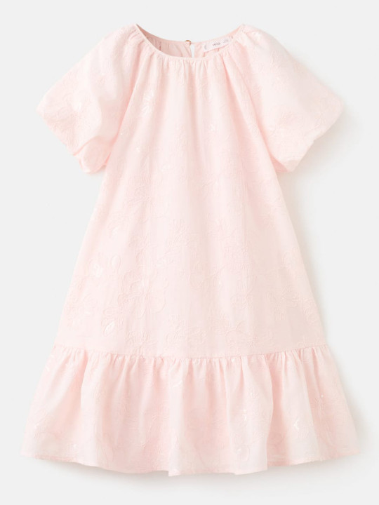 Mango Kids Girls Floral Embroidered Pure Cotton A-Line Dress