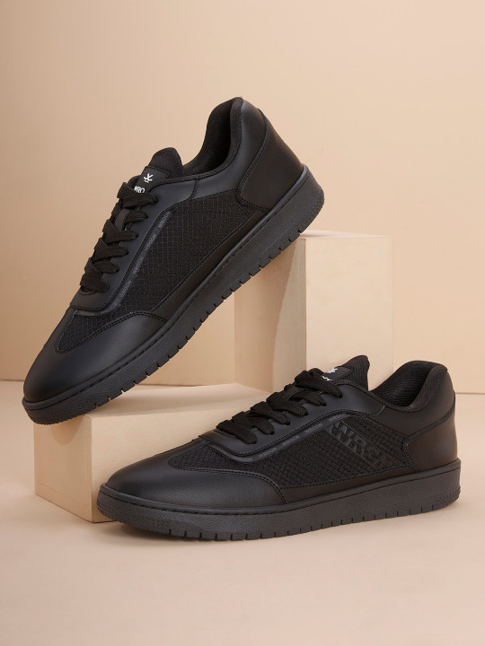 WROGN Men Textured Round Toe Lace-up Sneakers