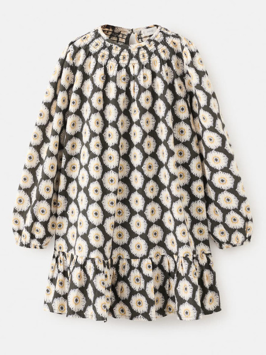 Mango Kids Girls Floral Printed Pure Cotton A-Line Dress