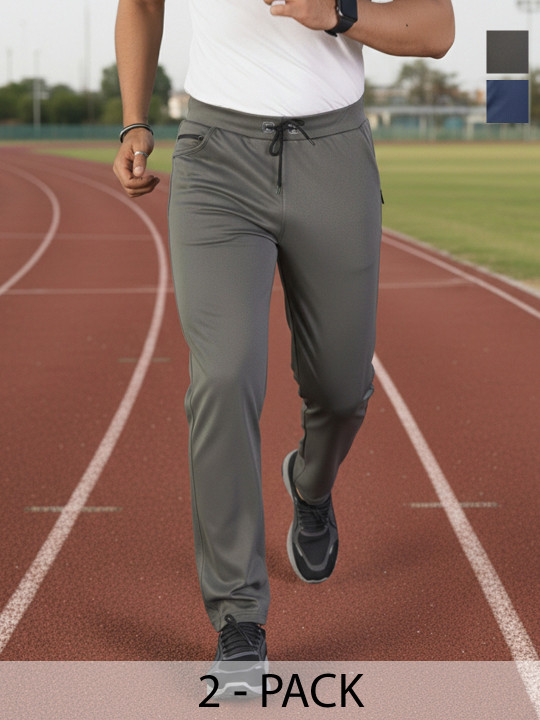 KAIDO Men Pack of 2 Regular Fit Rapid-Dry Running Track Pants