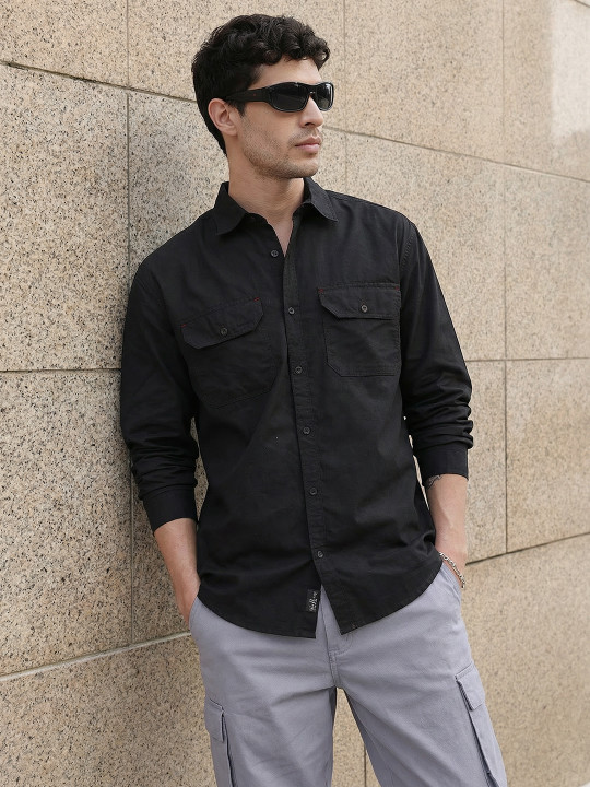Roadster The Life Co. Pocket Detail Relaxed Cotton Shirt