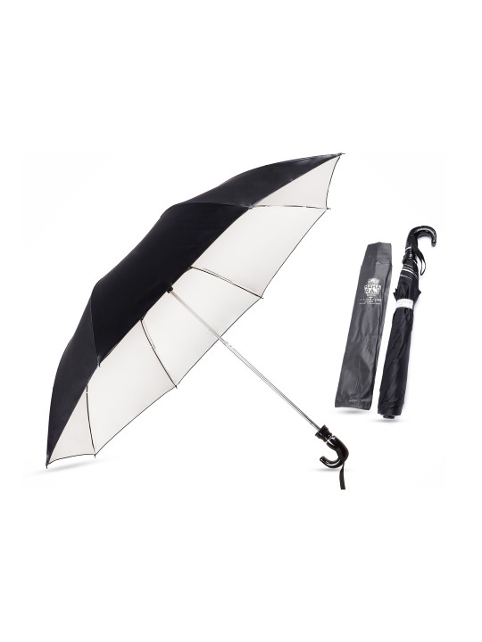 Adi K.C.Paul & Sons MAHARAJ Black and Silver 2 Fold large Manual Open Umbrella