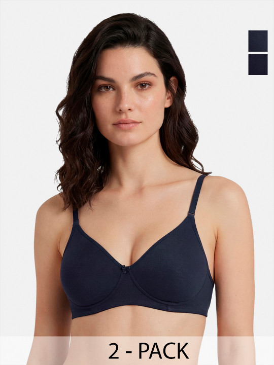 In Care Women Pack Of 2 Women Full Coverage Pure Cotton Heavily Padded T-Shirt Bra