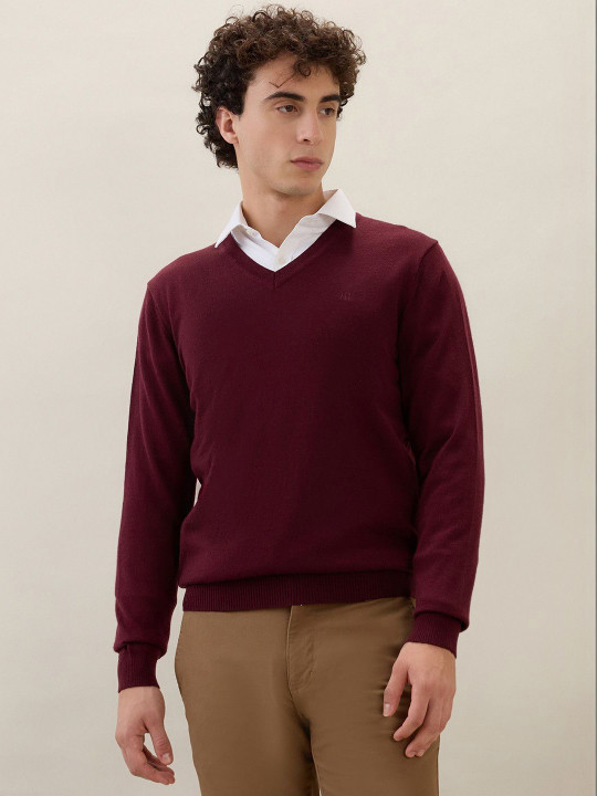 Raymond Woollen V-Neck Ribbed Pullover