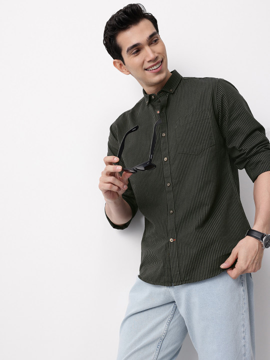 Mast & Harbour Striped Pure Cotton Casual Shirt