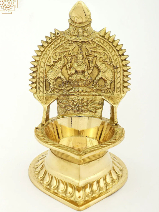 Exotic India Diyas Brass Goddess Gajalakshmi Diya