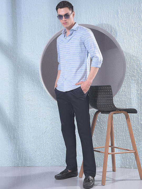 Crimsoune Club Men Printed Slim Fit Chinos Trousers
