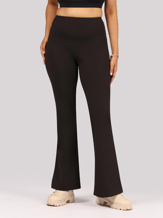 Blissclub Women Flared High-Rise Trousers