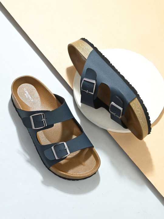 CLERKSVILLE Men Slip-On Casual Sandals with Open Toe PU Footbed & Grip Sole