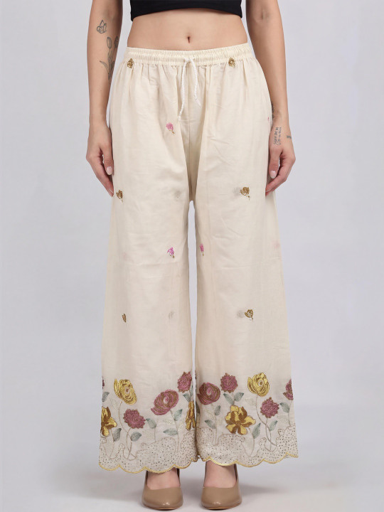 Clora Creation Women Floral Embroidered Ethnic Palazzos