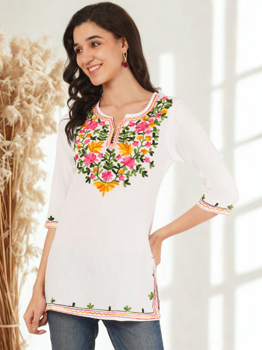 Ethic Glance Embroidered Pure Cotton Blend Kurti