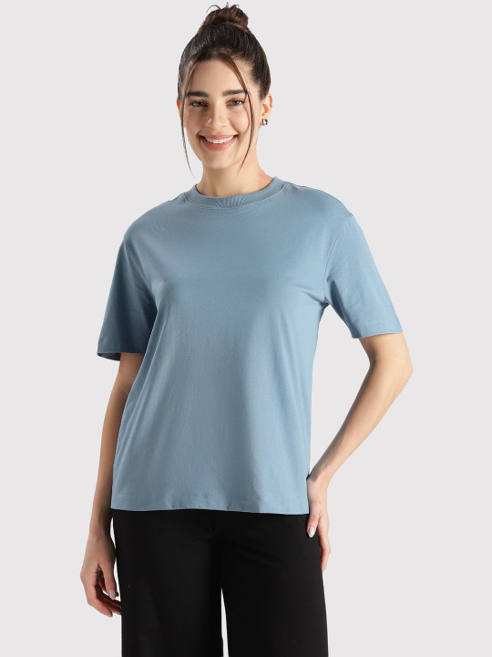 Jockey Super Combed Cotton Rich Round Neck Oversized Tshirt with Side Slits - A159