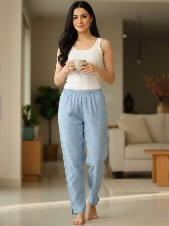 Kryptic Self Design Cotton Mid-Rise Straight Lounge Pants