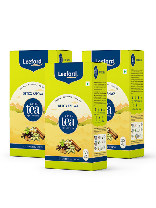 Leeford Pack of 3 Detoxifying Kahwa Green Tea - 30 Teabags