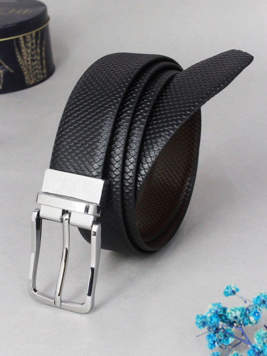 PELUCHE Men Textured Leather Reversible Formal Belt