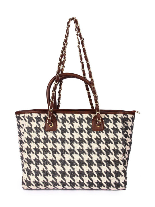 The Purple Sack Printed Structured Tote Bag