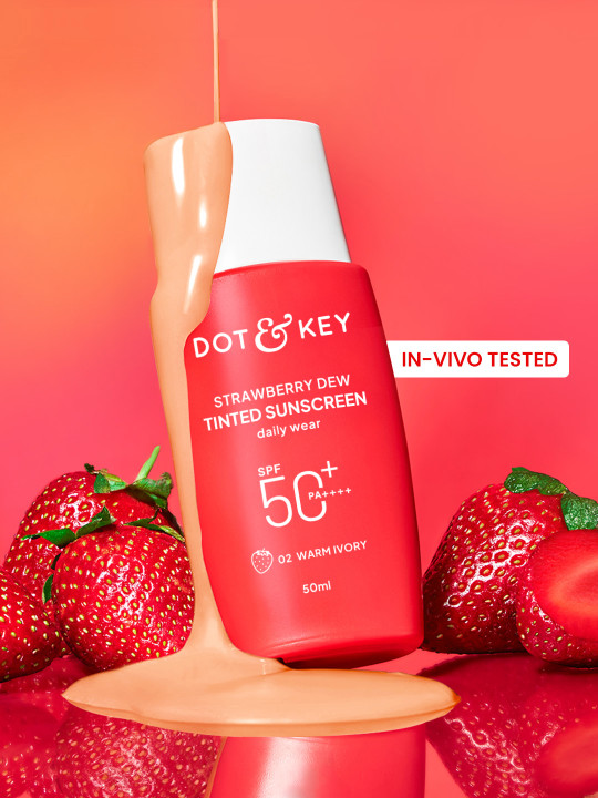DOT & KEY Strawberry Dew Tinted Sunscreen In-Vivo Tested SPF 50+ PA++++ 50ml Warm Ivory 02