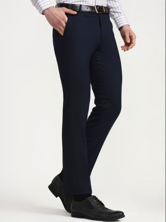 METAL Men Textured Slim Fit Trousers