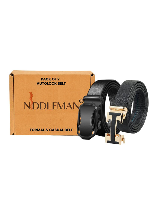 Niddleman Men Textured 2 PU Formal Belt