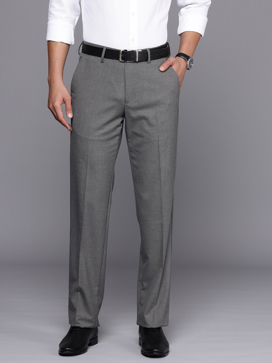 Louis Philippe Men Regular Fit Everyday Smart Wear Comfort Stretch Solid Formal Trouser