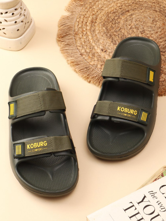Koburg Nexa Men Comfortable Extra Soft Lightweight Nylon Velcro Slide Sandals