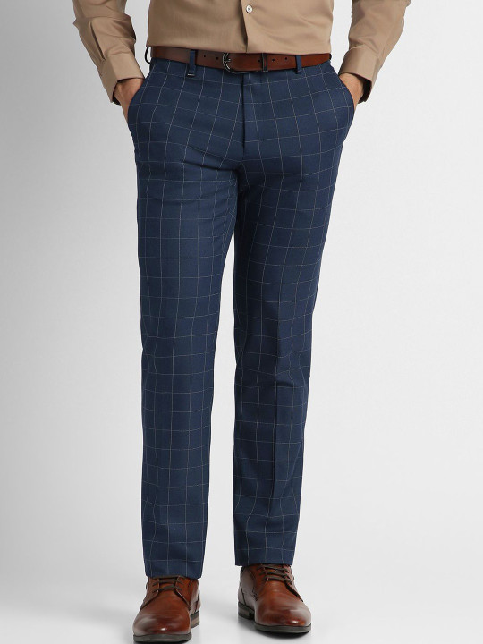 Van Heusen Men Checked Slim Fit Trousers