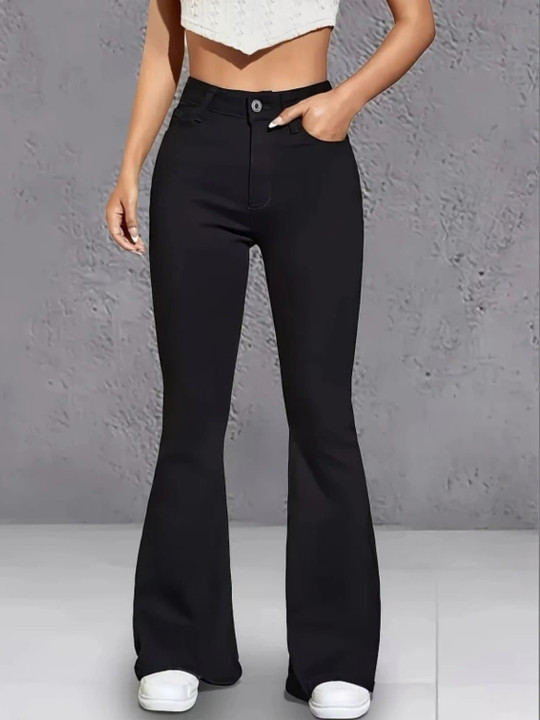 HERE&NOW Women Bootcut High-Rise Stretchable Jeans