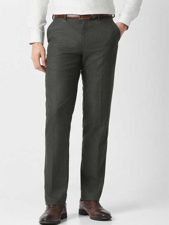 Van Heusen Men Textured Slim Fit Trousers