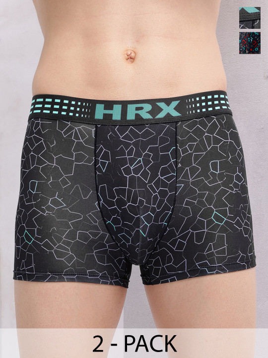 HRX by Hrithik Roshan Pack Of 2 Printed Breathability Trunks HTO-PV-Print-113-114-S