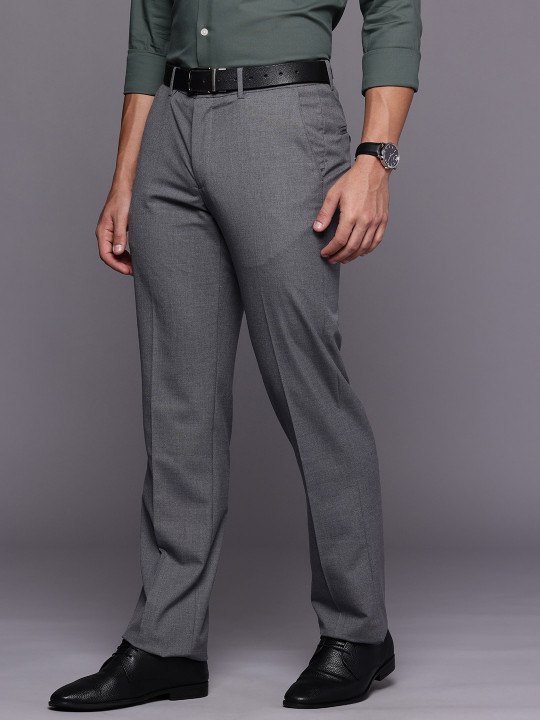 Louis Philippe Men Flat-Front Formal Trousers