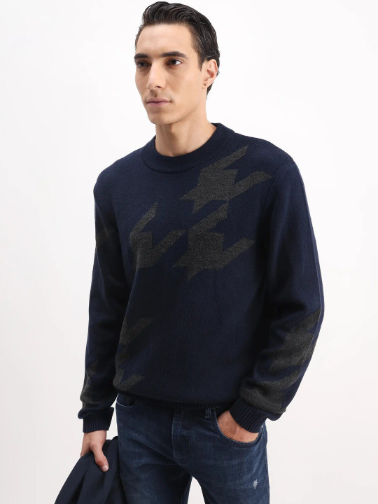RARE RABBIT Men Self Design Pullover