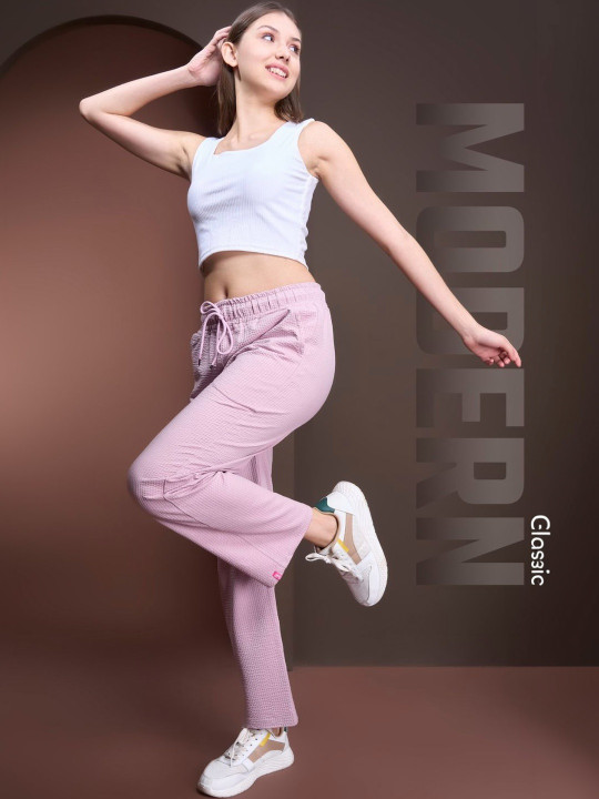 CUPID Women Straight Fit Textured Track Pants