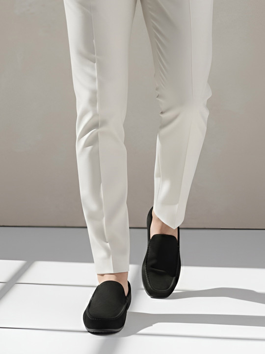 MICHEAL FERAAS Men Round Toe Slip-On Leather Loafers