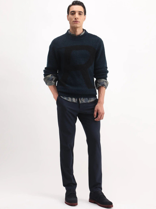 RARE RABBIT Men Typography Self Design Pullover