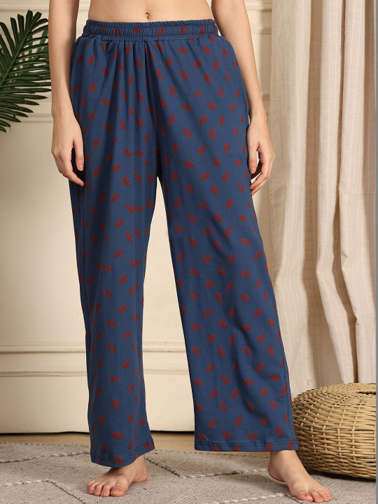 ETC Printed Cotton Printed Mid-Rise Straight Lounge Pants