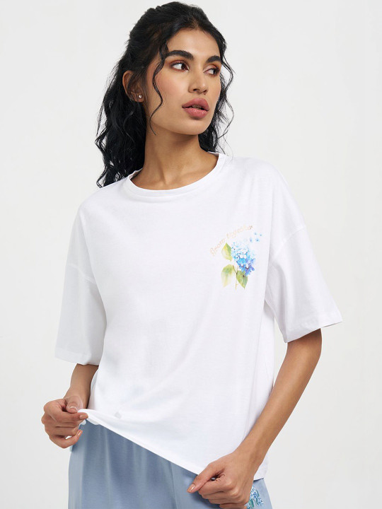 Dreamz by Pantaloons Printed Cotton Round Neck Lounge Tshirts