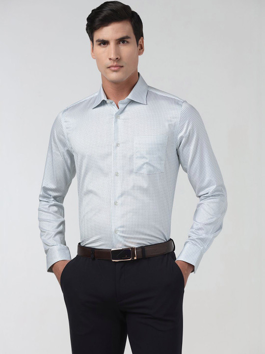 Blackberrys Men Slim Fit Micro Checks Checked Formal Shirt