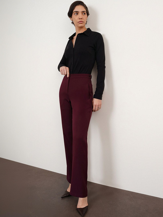 FABLE STREET Women Original Straight Fit High-Rise Trousers