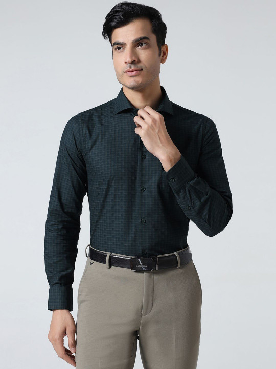 Blackberrys Men Slim Fit Checked Formal Shirt