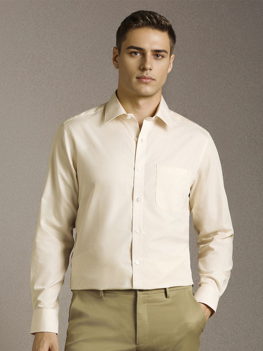 Louis Philippe Permapress Men Pure Cotton Solid Classic Fit Wrinkle Free Wrinkle Free Formal Shirt