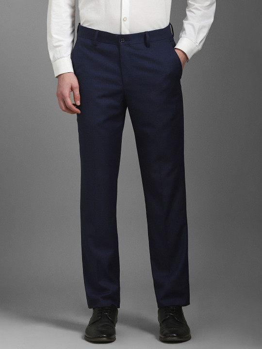 Louis Philippe Men Checked Slim Fit Formal Trousers