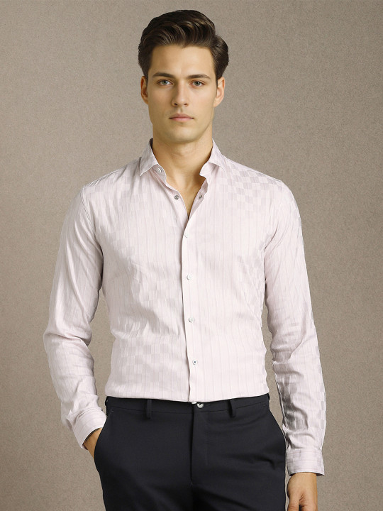 Louis Philippe Ath.Work Super Slim Fit Opaque Checked Semiformal Shirt